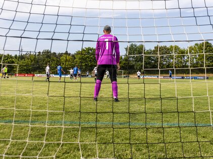 Torwart Blick durchs Tor hindurch